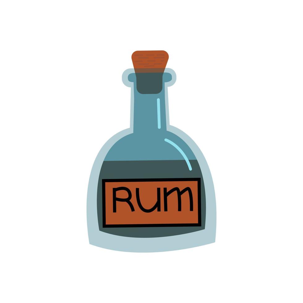 Bottle of rum. Strong alcoholic beverage. Vector illustration isolated