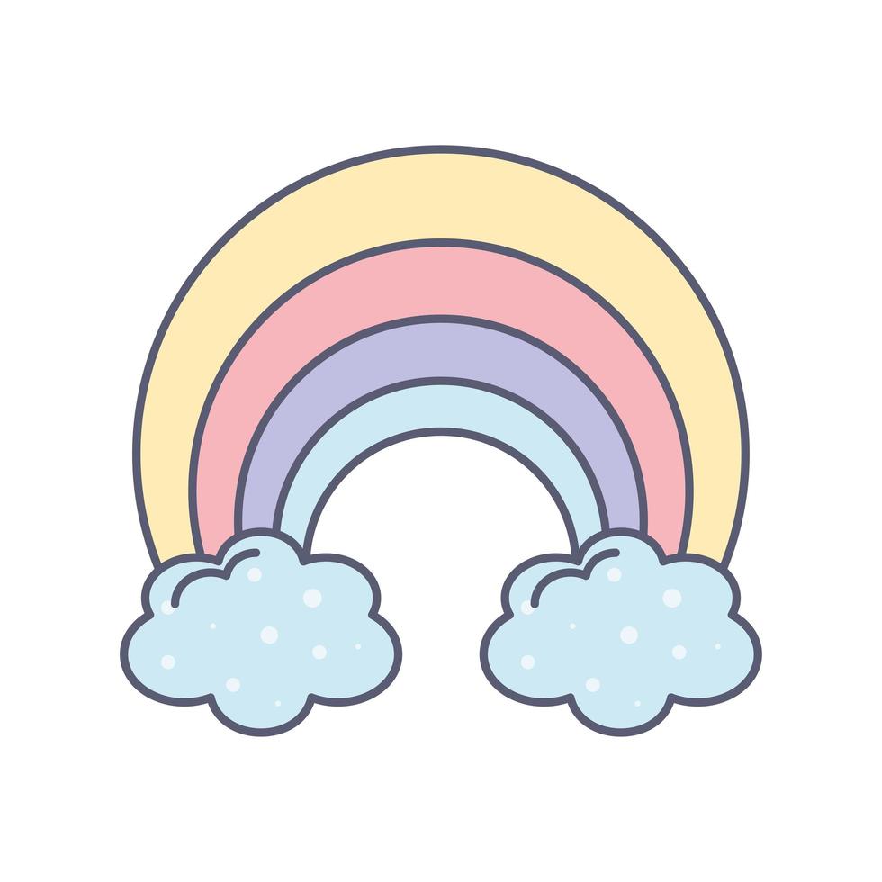 rainbow and clouds vector