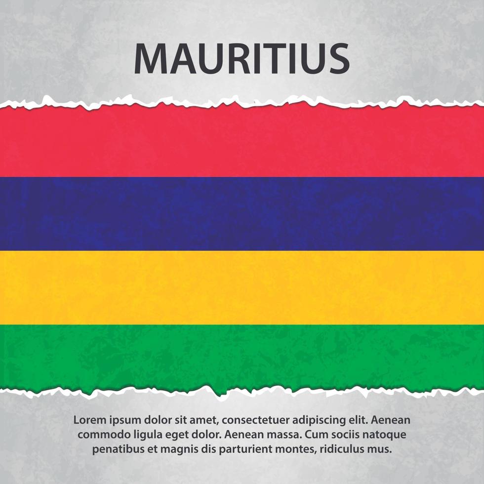 Mauritius flag on torn paper vector