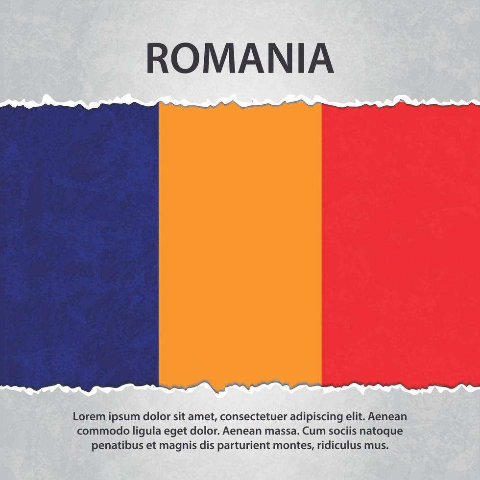 Romania flag on torn paper vector