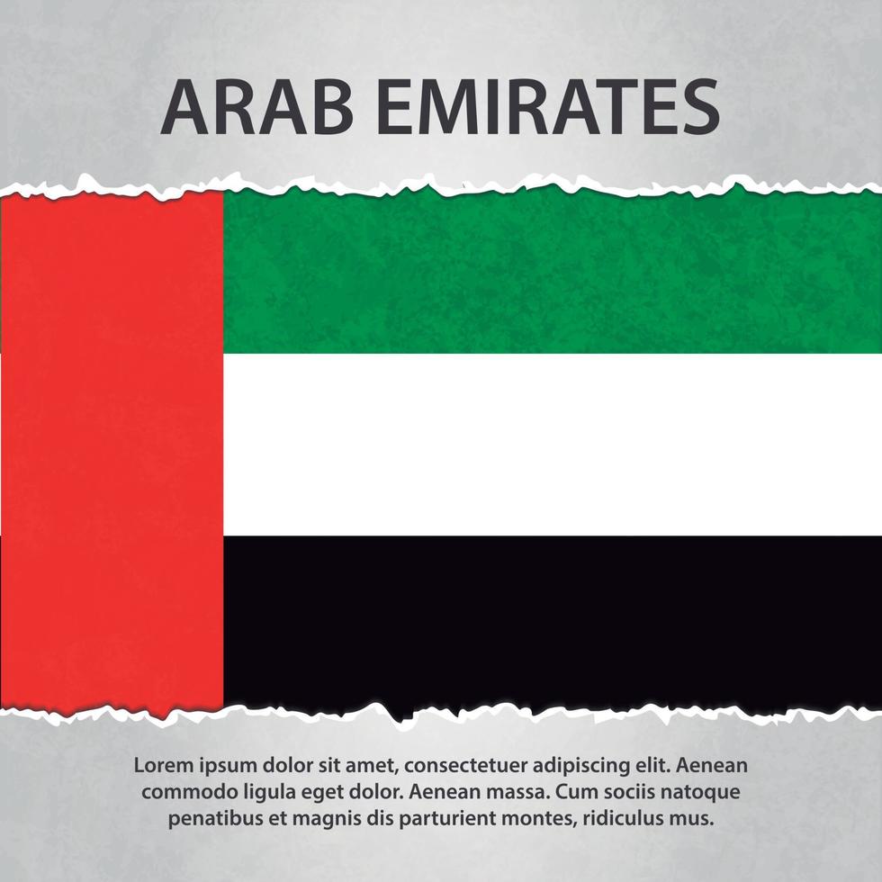 Arab Emirates flag on torn paper vector