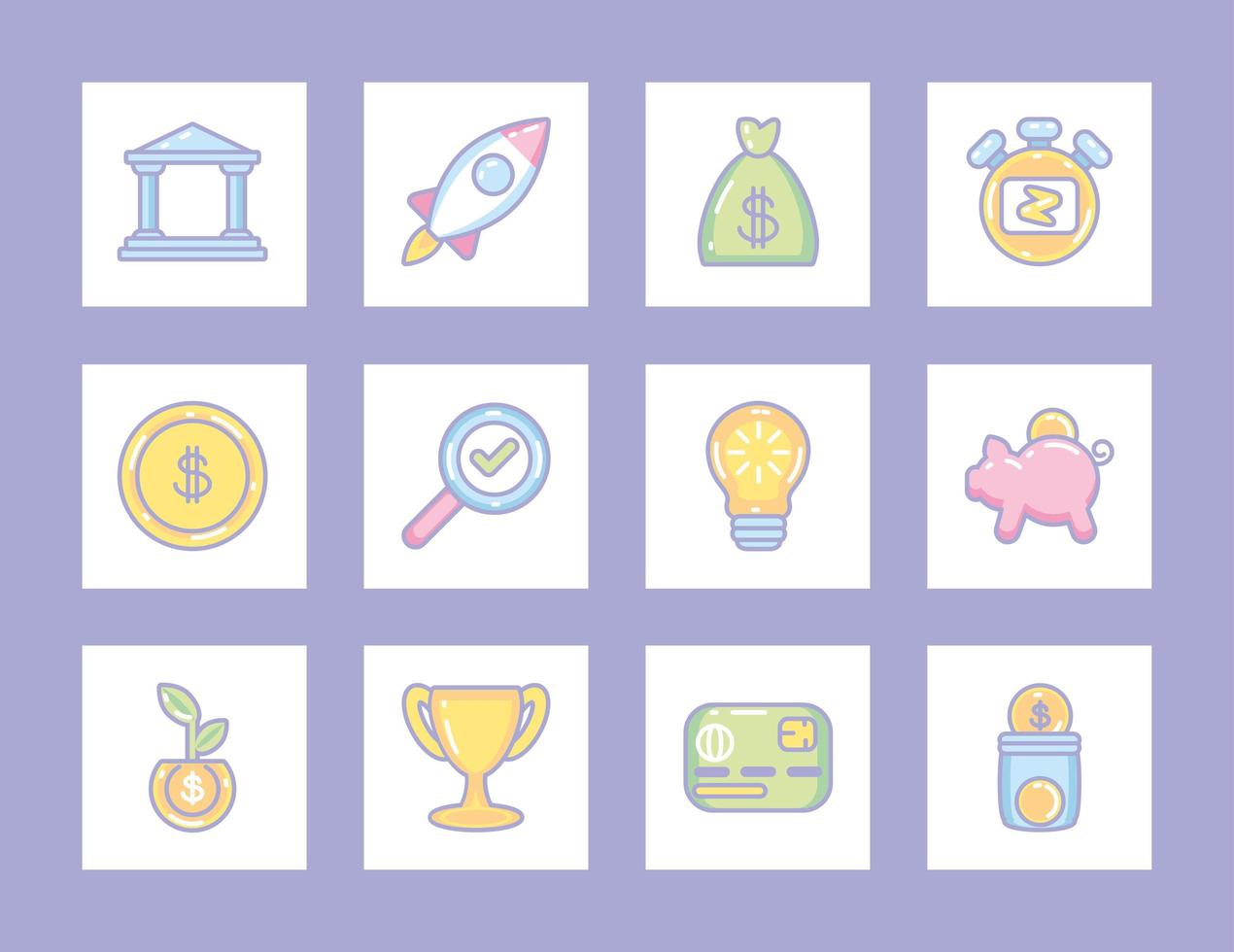 short term icon set vector