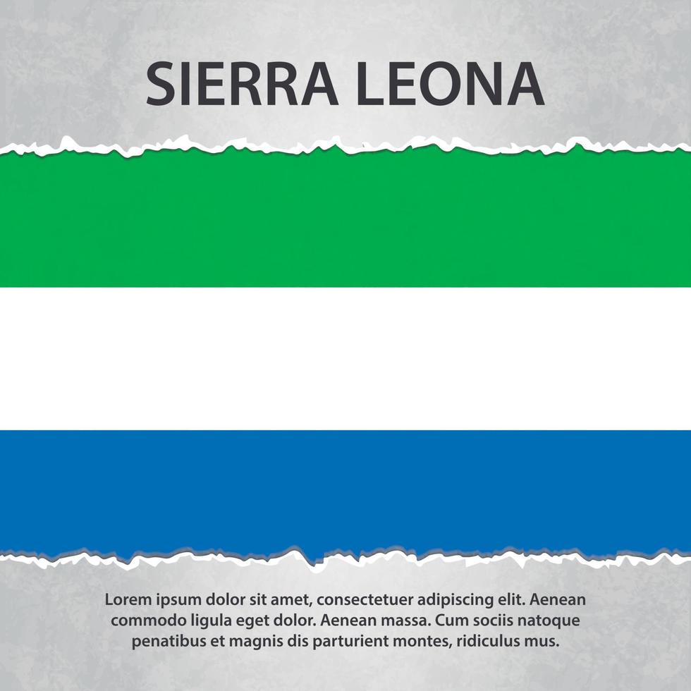 Sierra Leona flag on torn paper vector