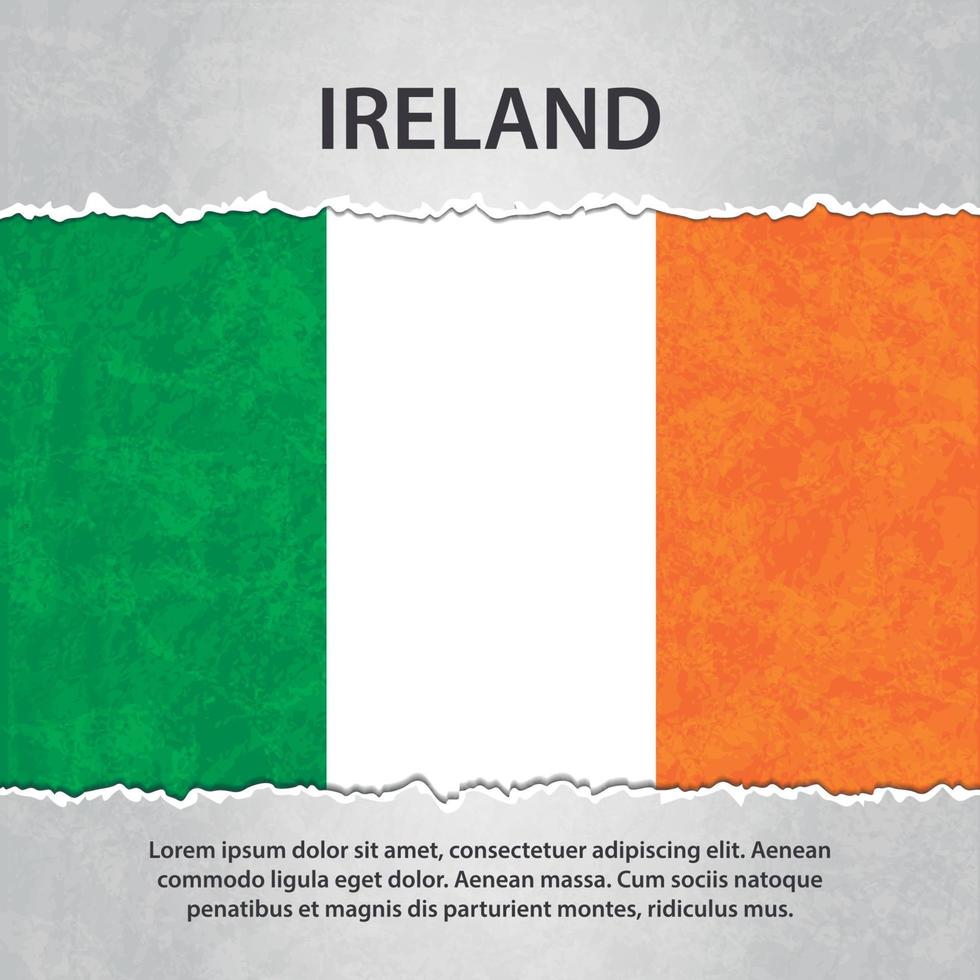 Ireland flag on torn paper vector