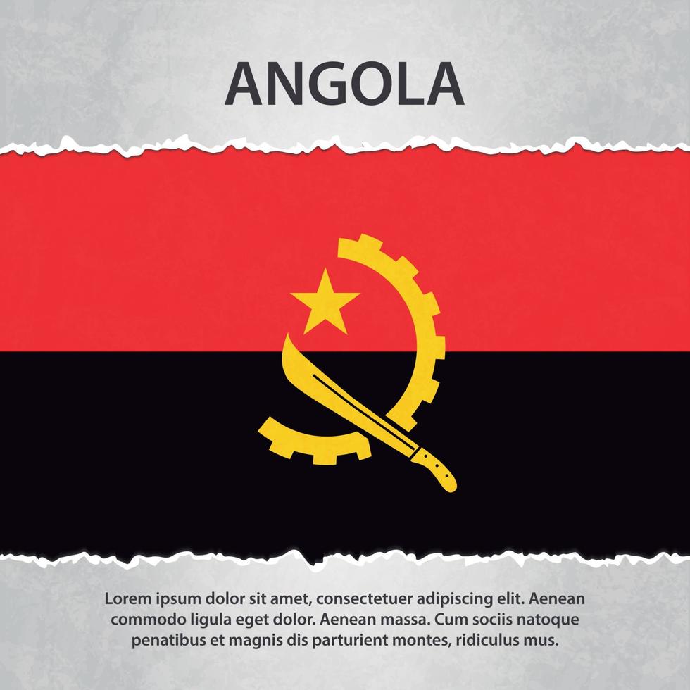 Angola flag on torn paper vector