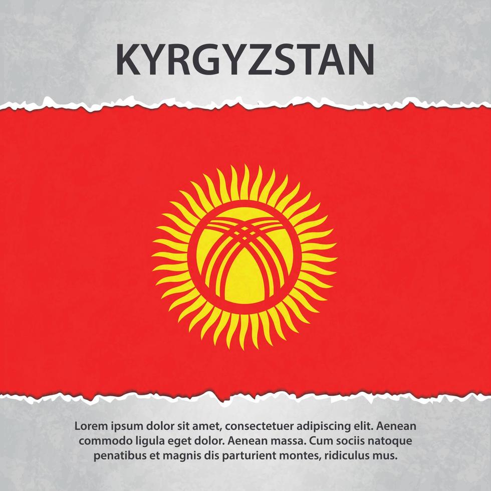 Kyrgyzstan flag on torn paper vector