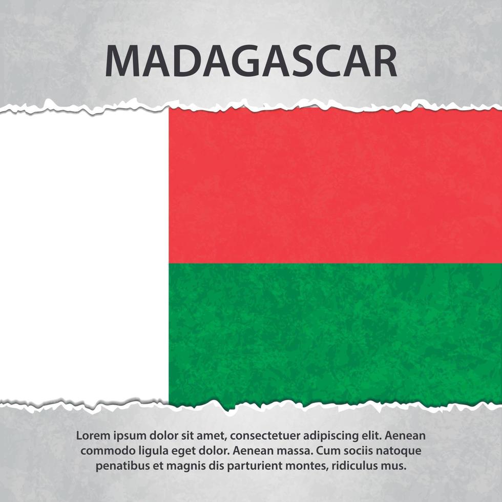 Madagascar flag on torn paper vector