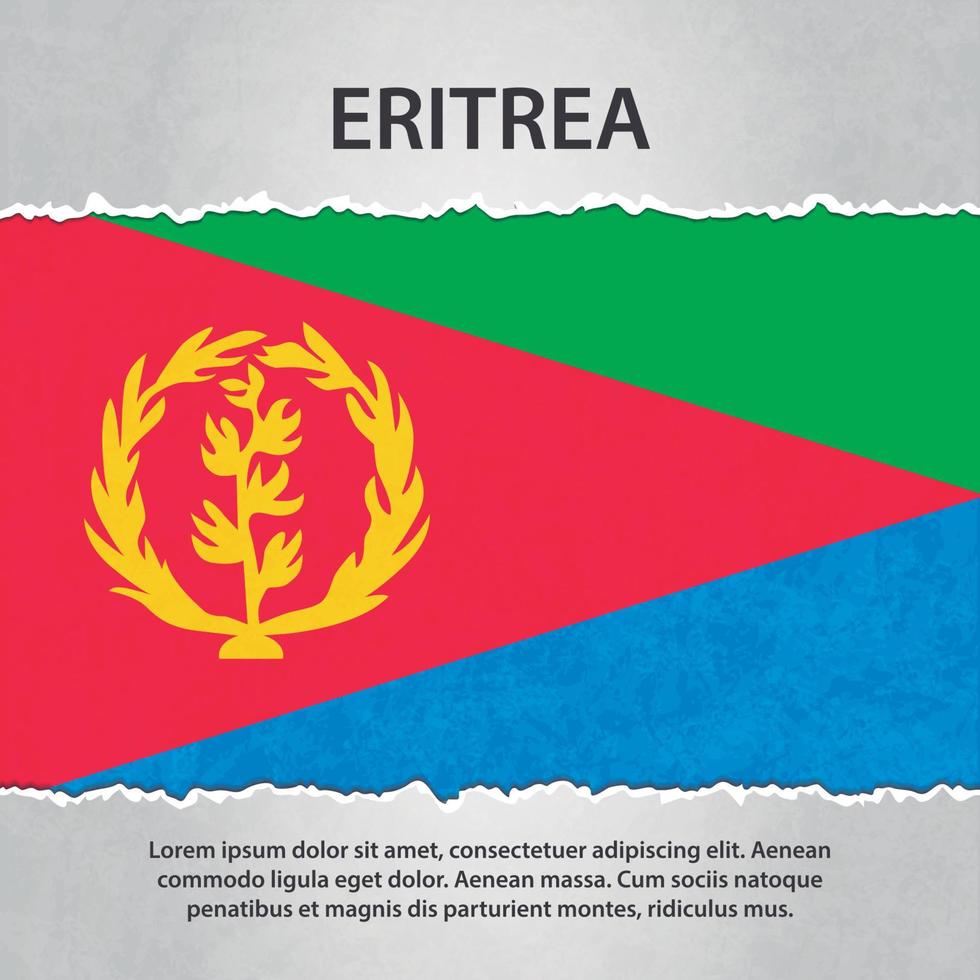 Eritrea flag on torn paper vector