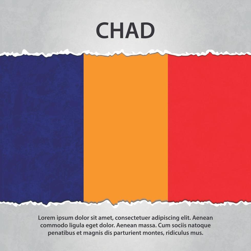 Chad flag on torn paper vector