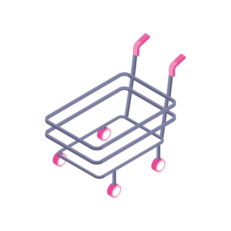 isometric shopping cart vector