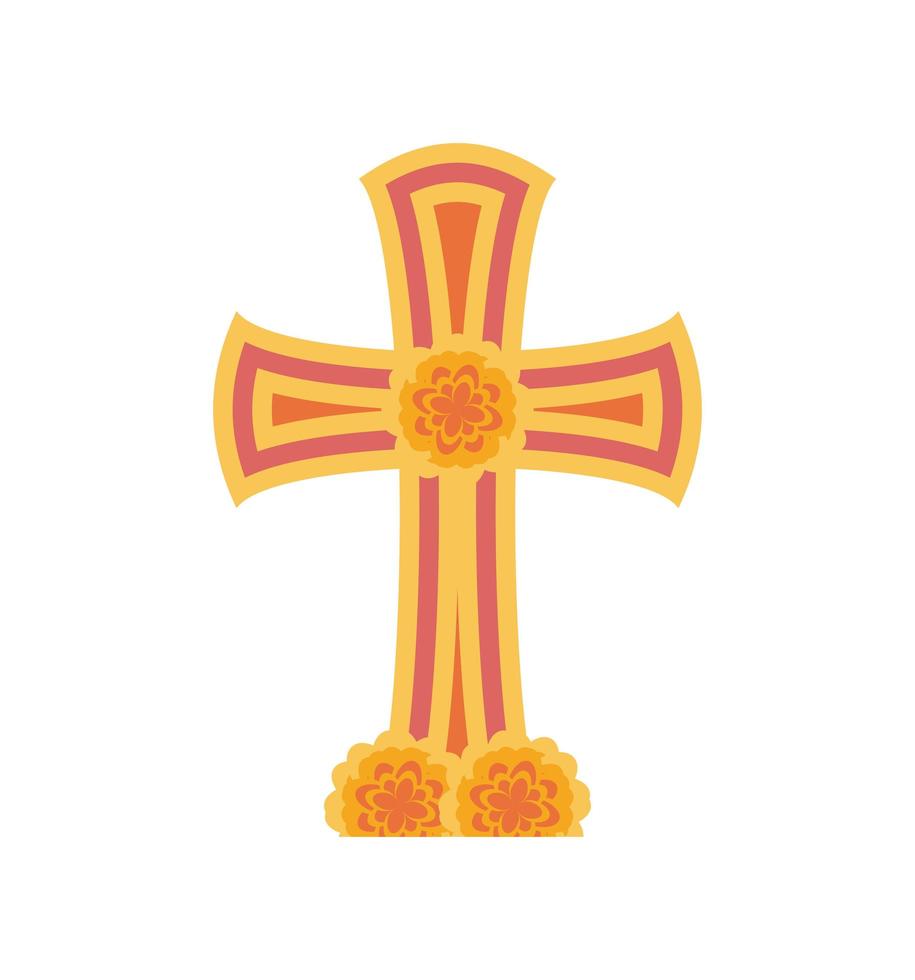 cross with flowers vector