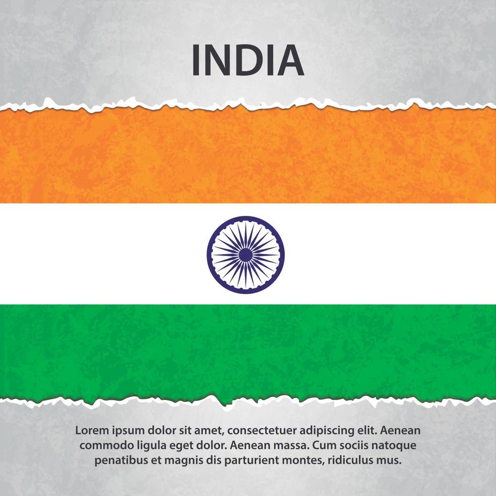 India flag on torn paper vector