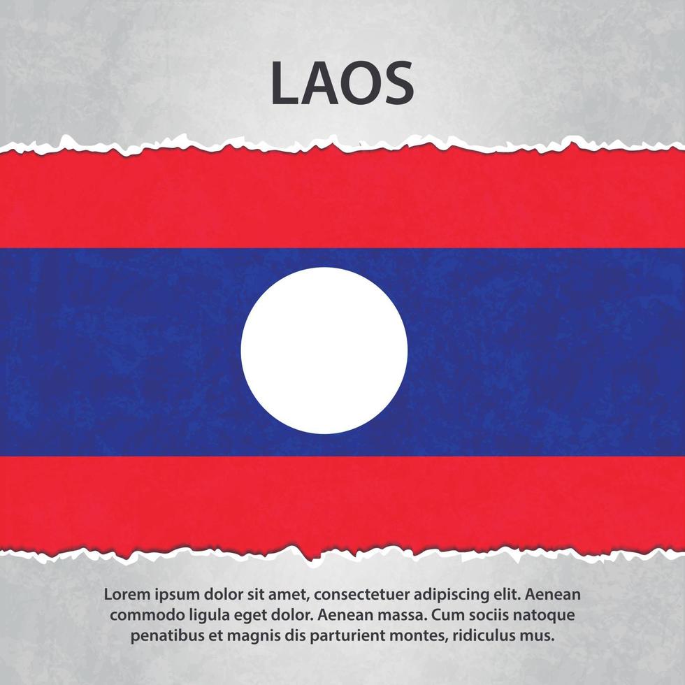 Laos flag on torn paper vector