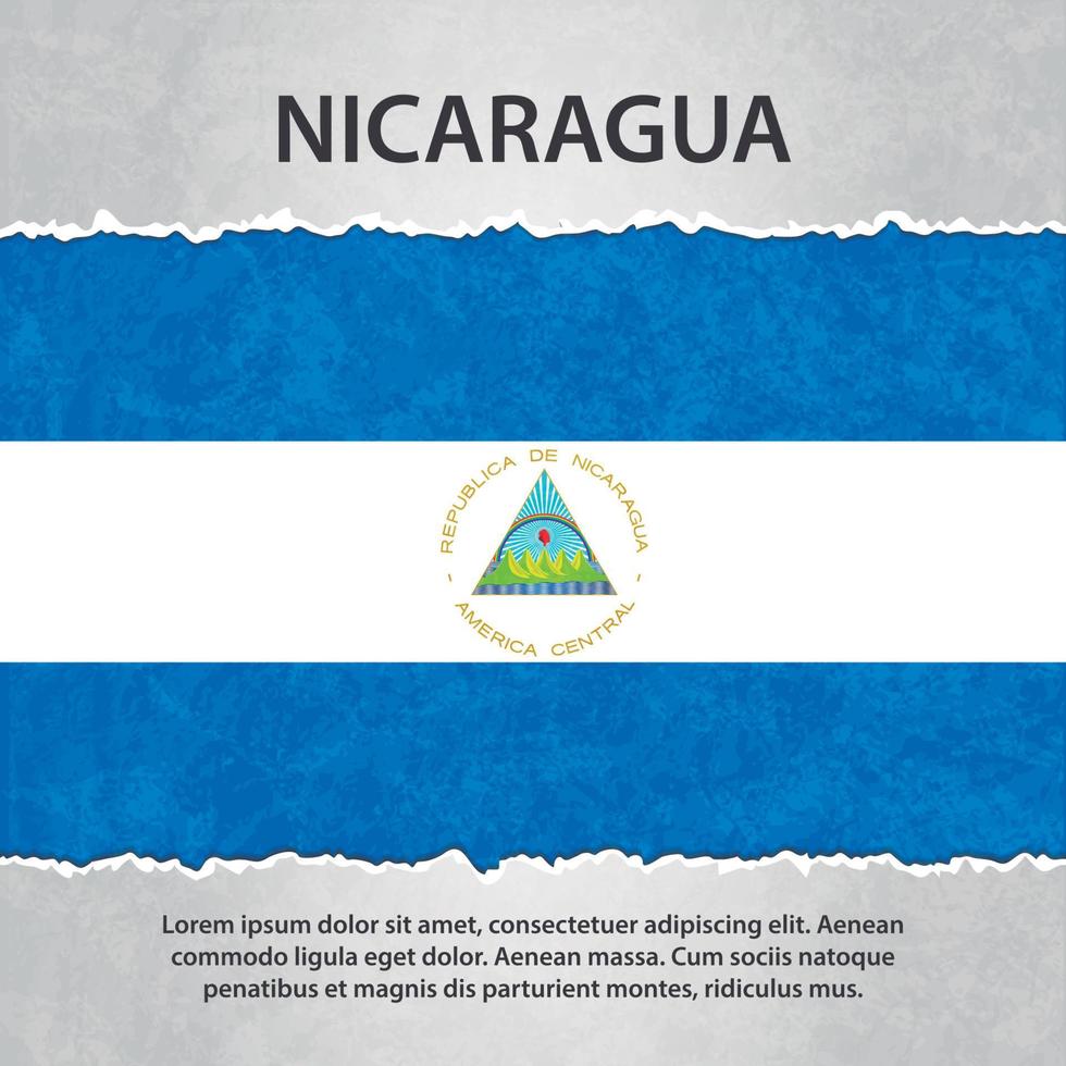 Nicaragua flag on torn paper vector