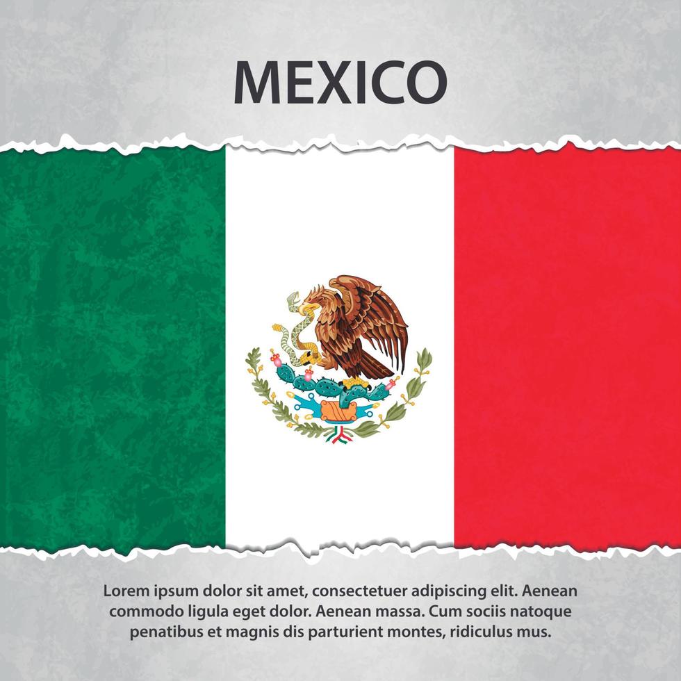 Mexico flag on torn paper vector