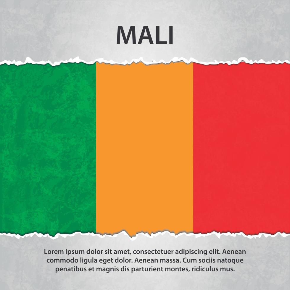 Mali flag on torn paper vector