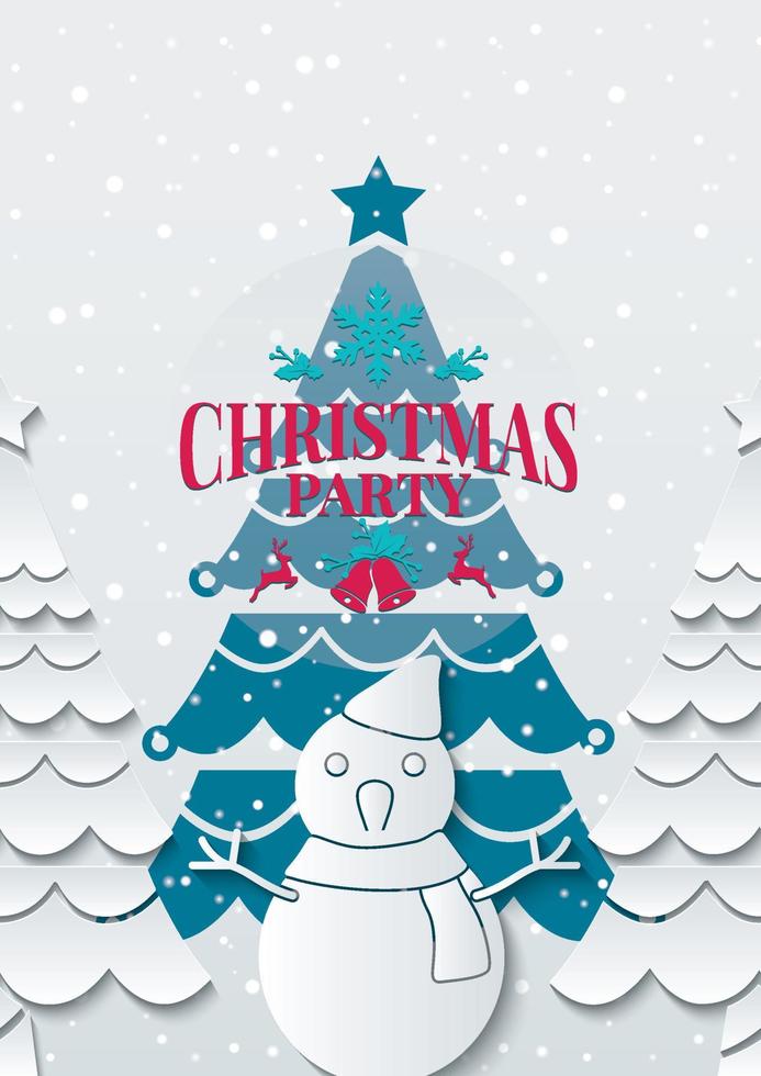 Christmas party with Paper art vector illustration