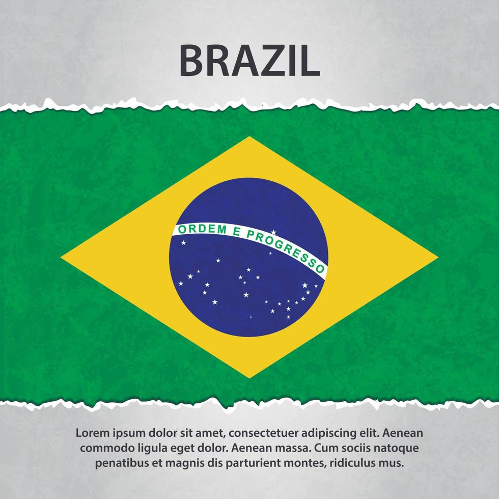 Brazil flag on torn paper vector