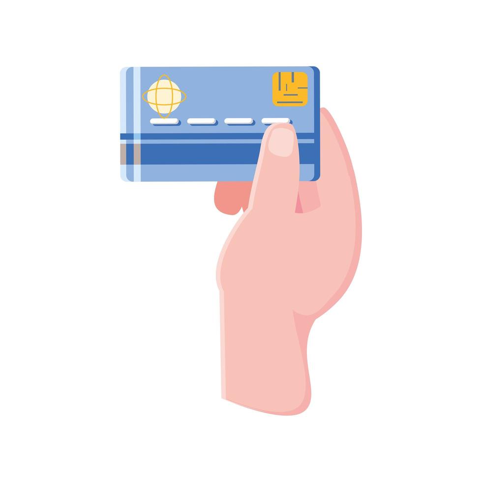 hand with bank card vector