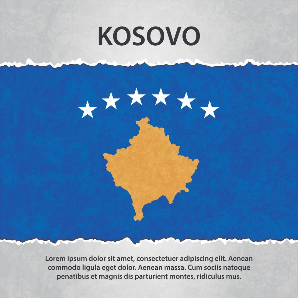 Kosovo flag on torn paper vector