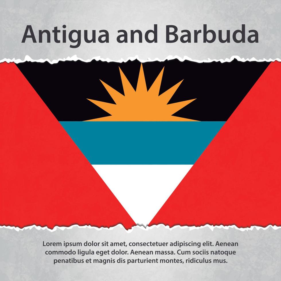Antigua and Barbuda flag on torn paper vector