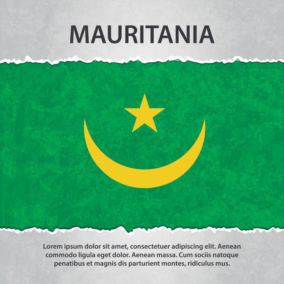 Mauritania flag on torn paper vector