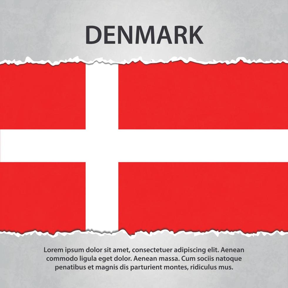 Denmark flag on torn paper vector