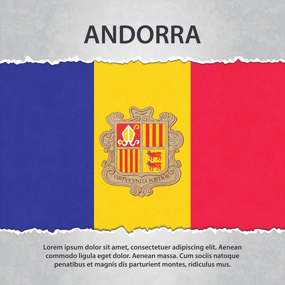 Andorra flag on torn paper vector