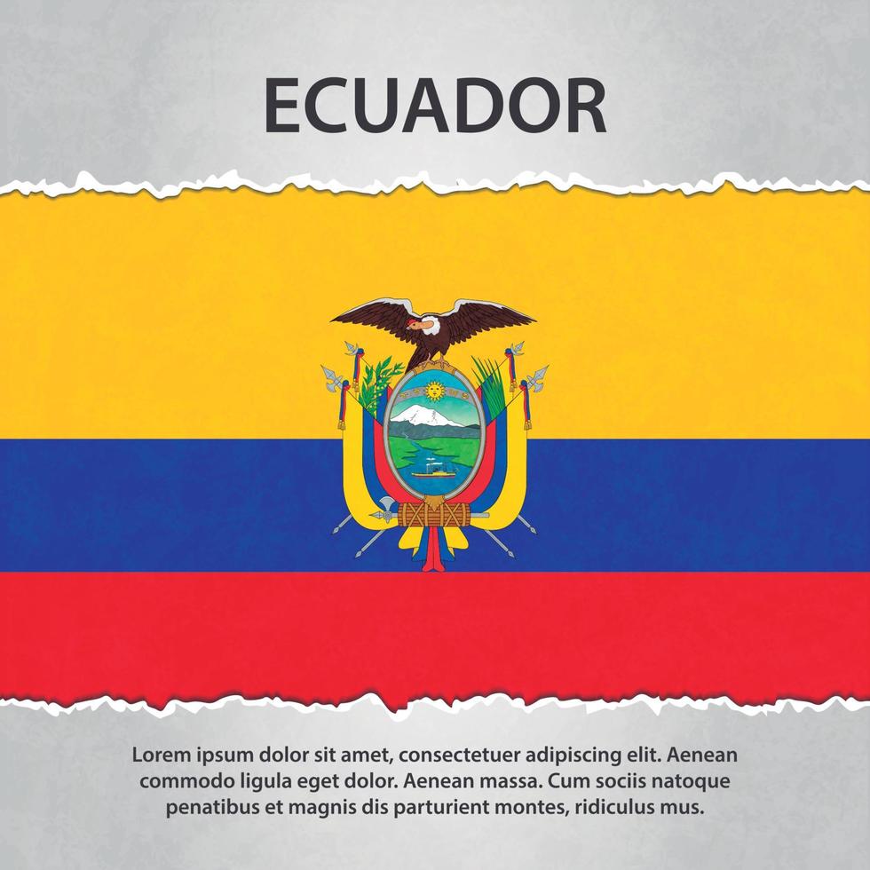 bandera de ecuador en papel rasgado vector