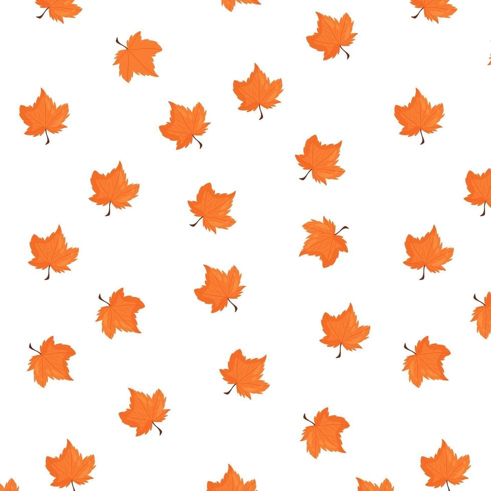 Autumn pattern. Seamless background with orange maple leaves. Vector illustration in cartoon style.