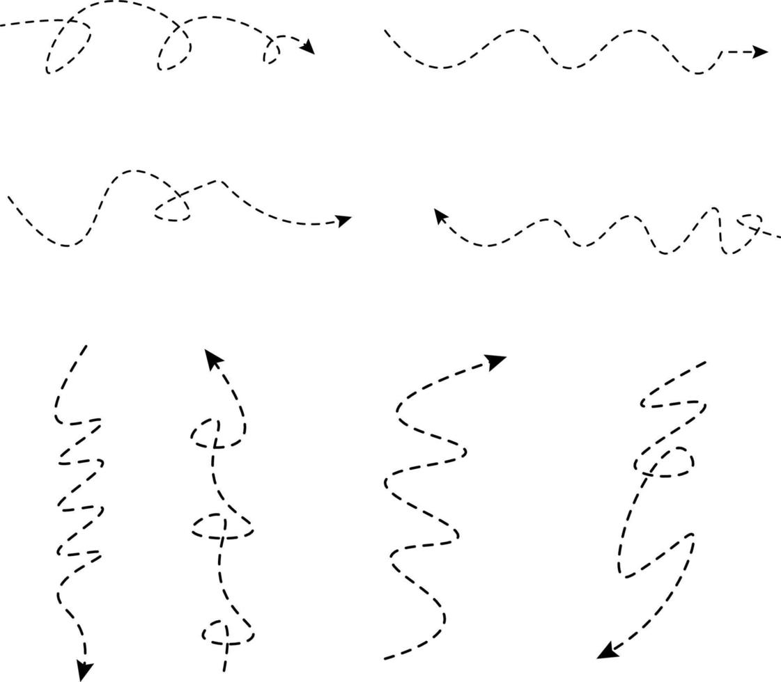 Dashed line arrows vector set