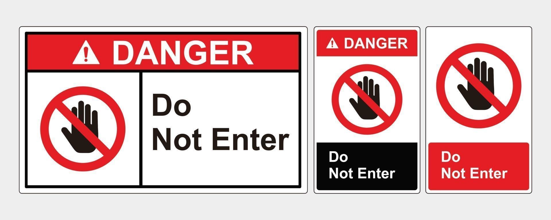 Safety sign danger do not enter. ANSI and OSHA standard formats vector