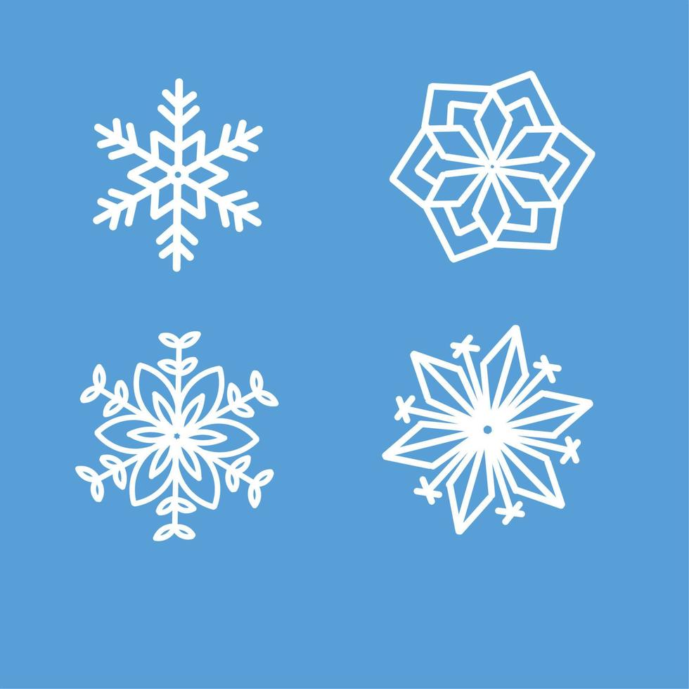 icono de copo de nieve blanco en azul vector