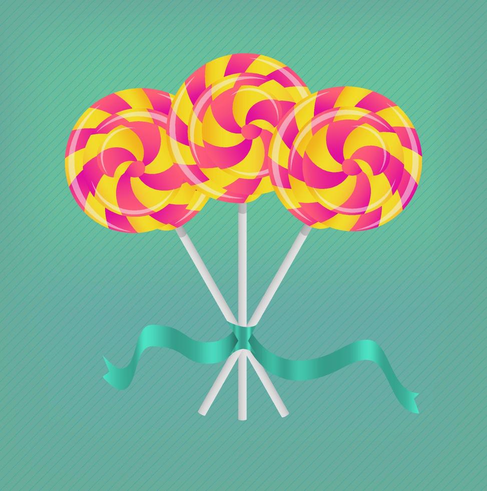 three cute lollipops vector