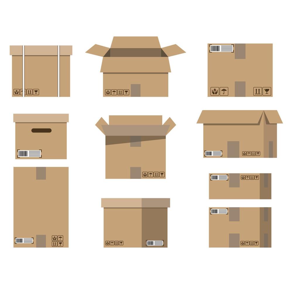 conjunto de cajas de cartón vector