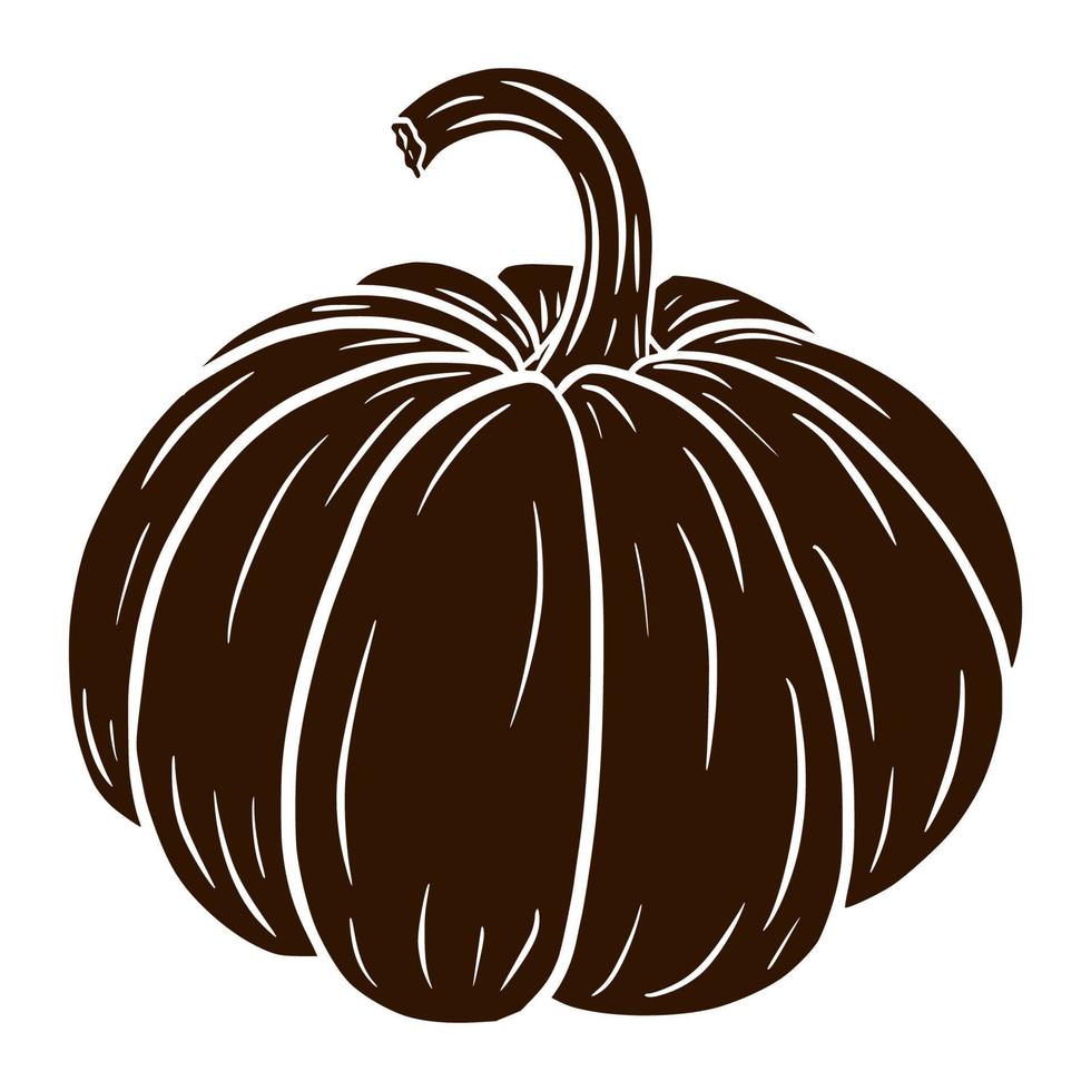 silueta de calabaza madura. sombra de calabaza fresca. elemento de comida de otoño para diseño decorativo, invitación de halloween, cosecha, pegatina, impresión, logotipo, menú, receta vector