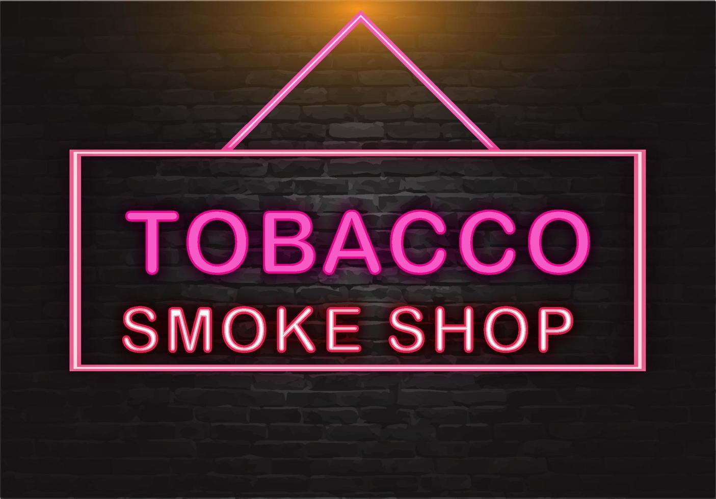 Tobacco smoke shop frame with glowing text vector