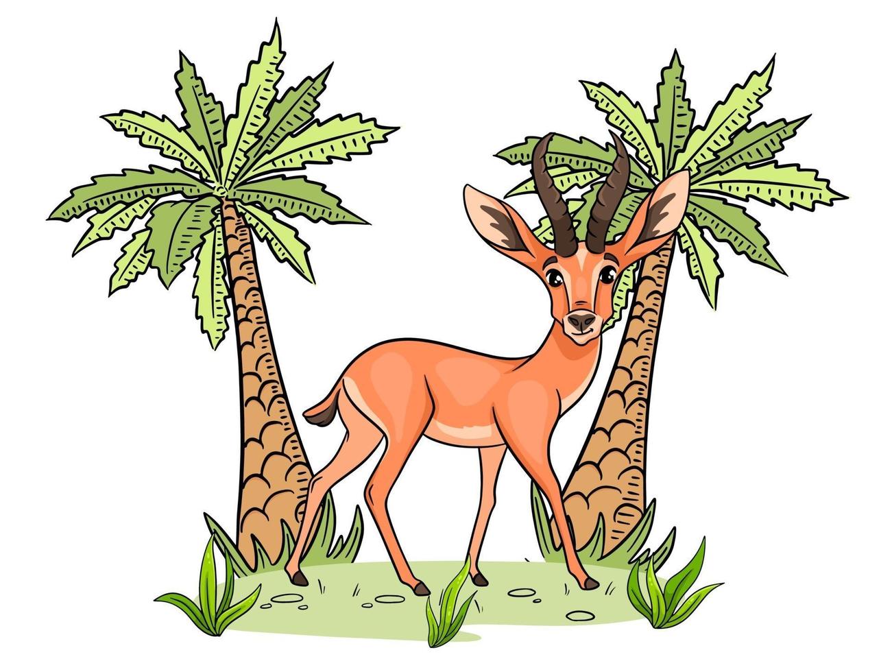 Animal character funny gazelle in cartoon style. Children's illustration. vector