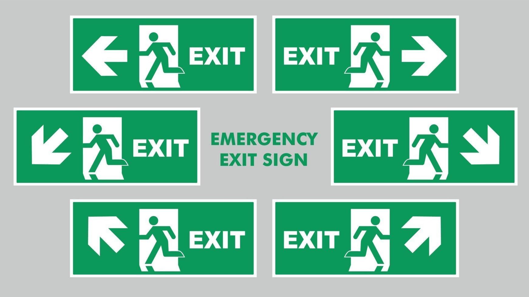Emergency evacuation directions inside the building. safety sign emergency exit vector