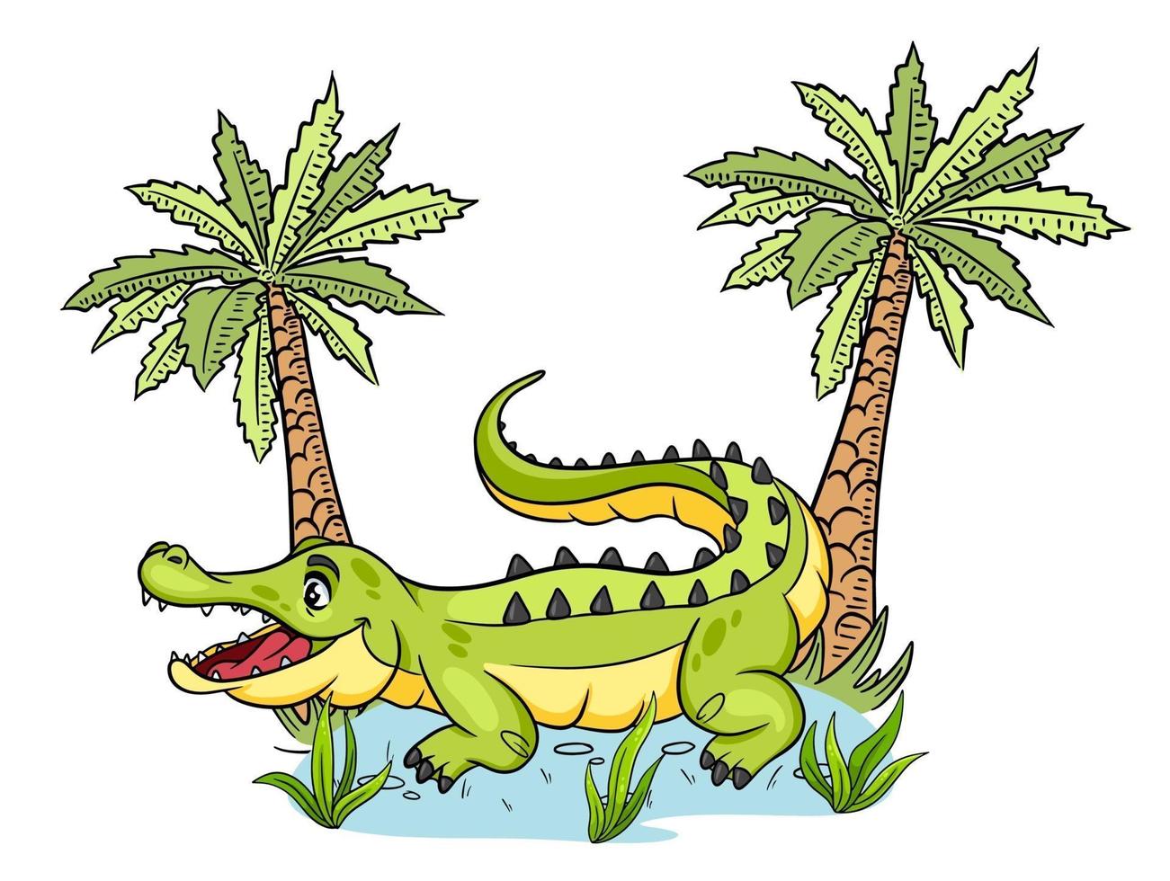 Animal character funny crocodile in cartoon style. Children's illustration. vector