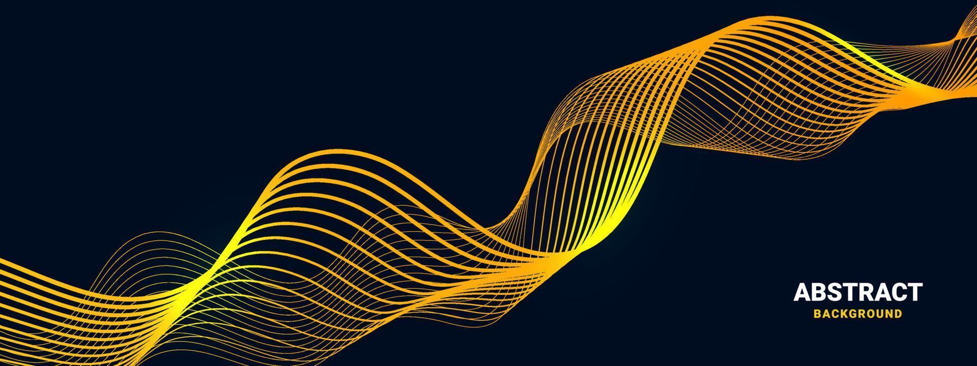 Abstract dynamic particles glowing lines wave on dark background vector