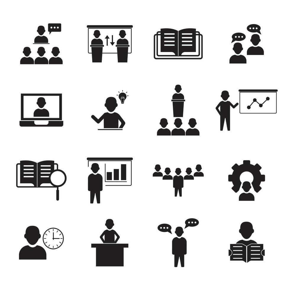 Lecture Class Icons Set Illustration vector