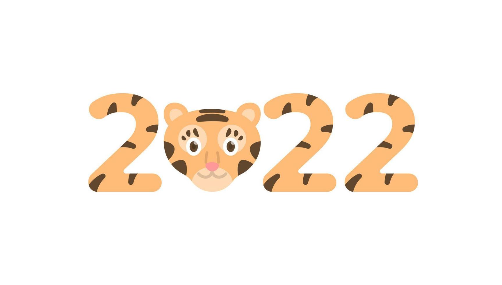 Happy Chinese New Year 2022. tiger head character illustration. funny, cute, and adorable. tiger zodiac. Can be used for calendar, poster, banner. flat cartoon style. vector design