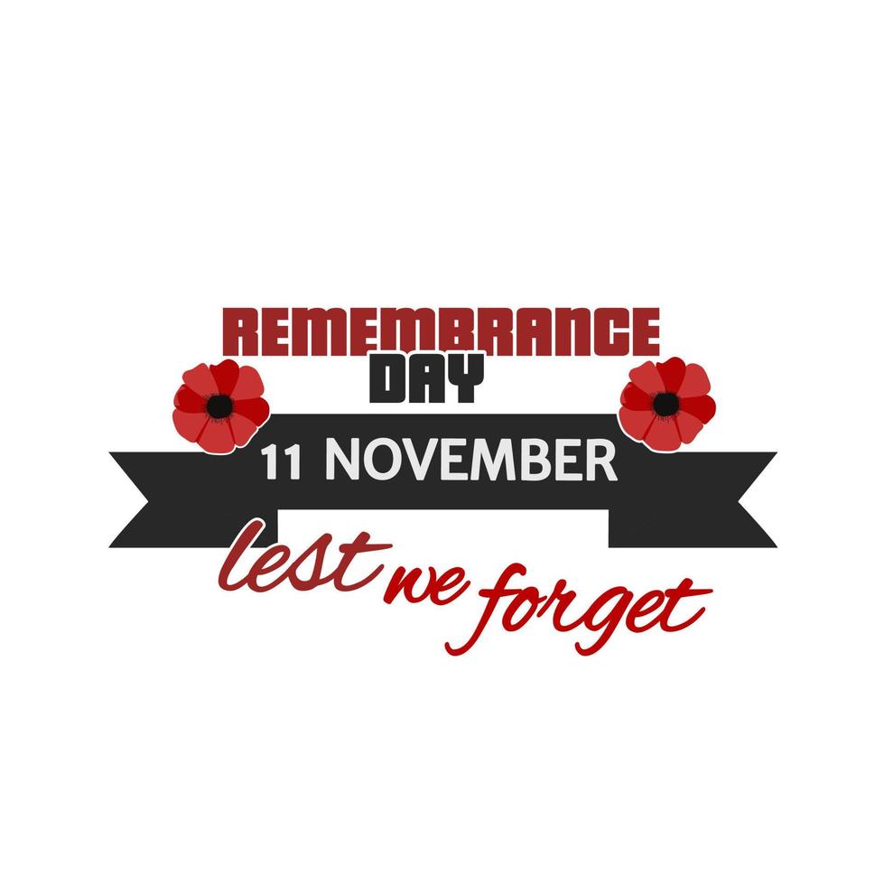 greeting remembrance day 11 november, lest we forget vector