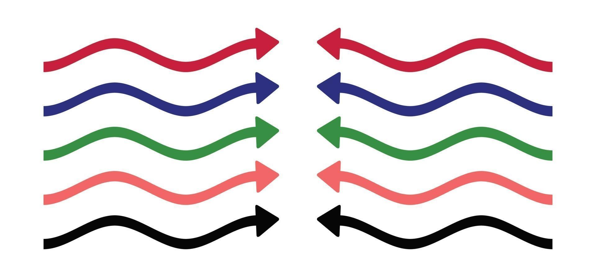 Wave arrow symbol, right and left arrows vector