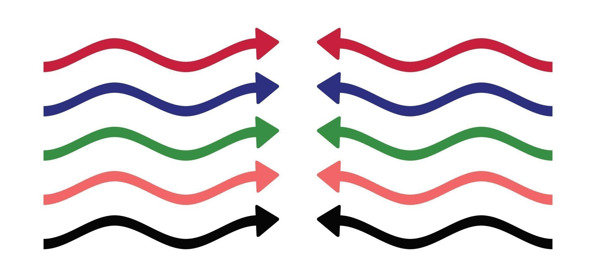 Wave arrow symbol, right and left arrows vector