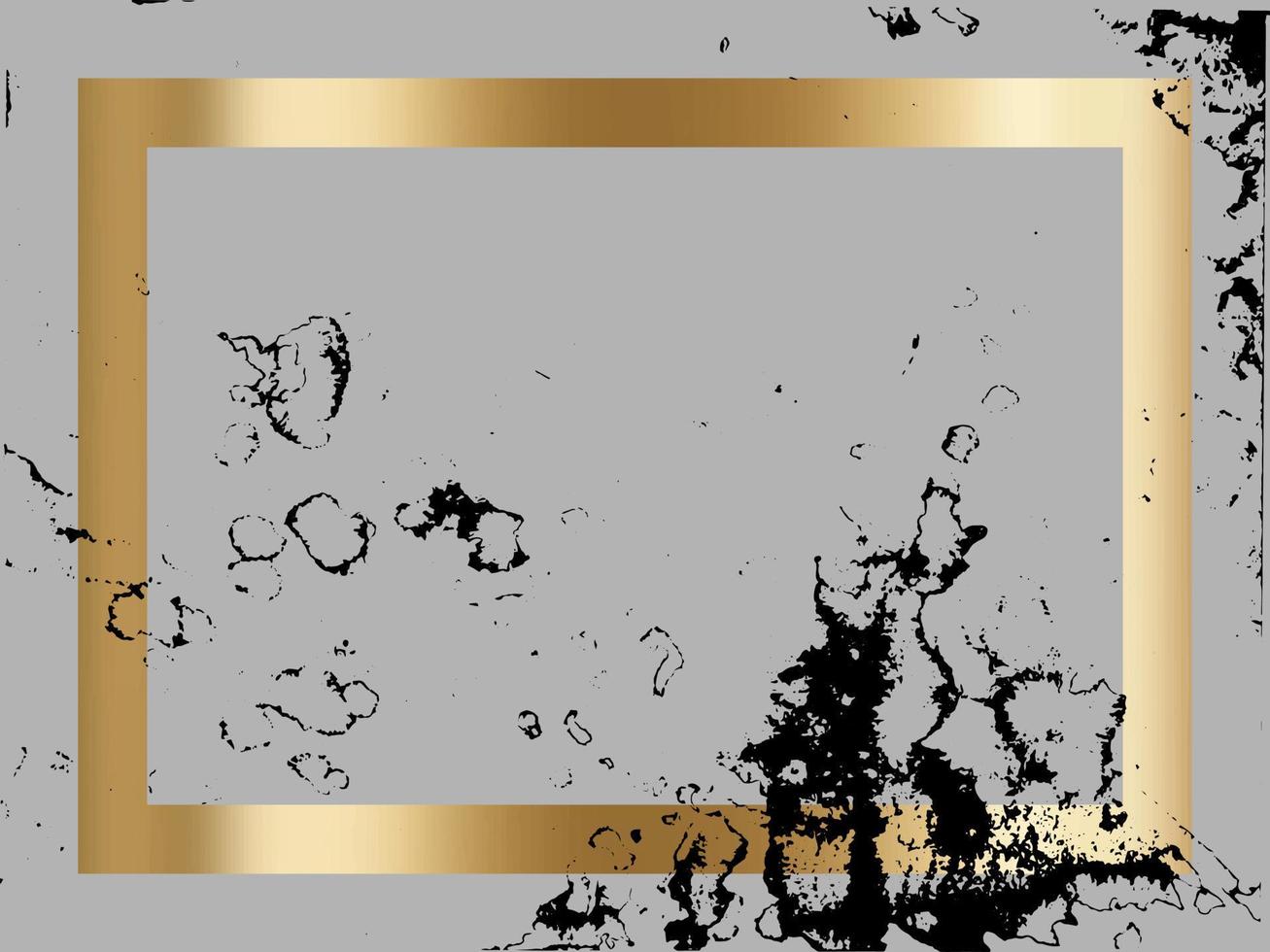 Splatter Paint Texture in a gold frame vector background . Distress Grunge background . Scratch, Grain, Noise rectangle stamp . Black Spray Blot of Ink. Place illustration Over any Object to Create