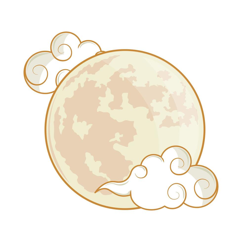 chinese moon clouds vector