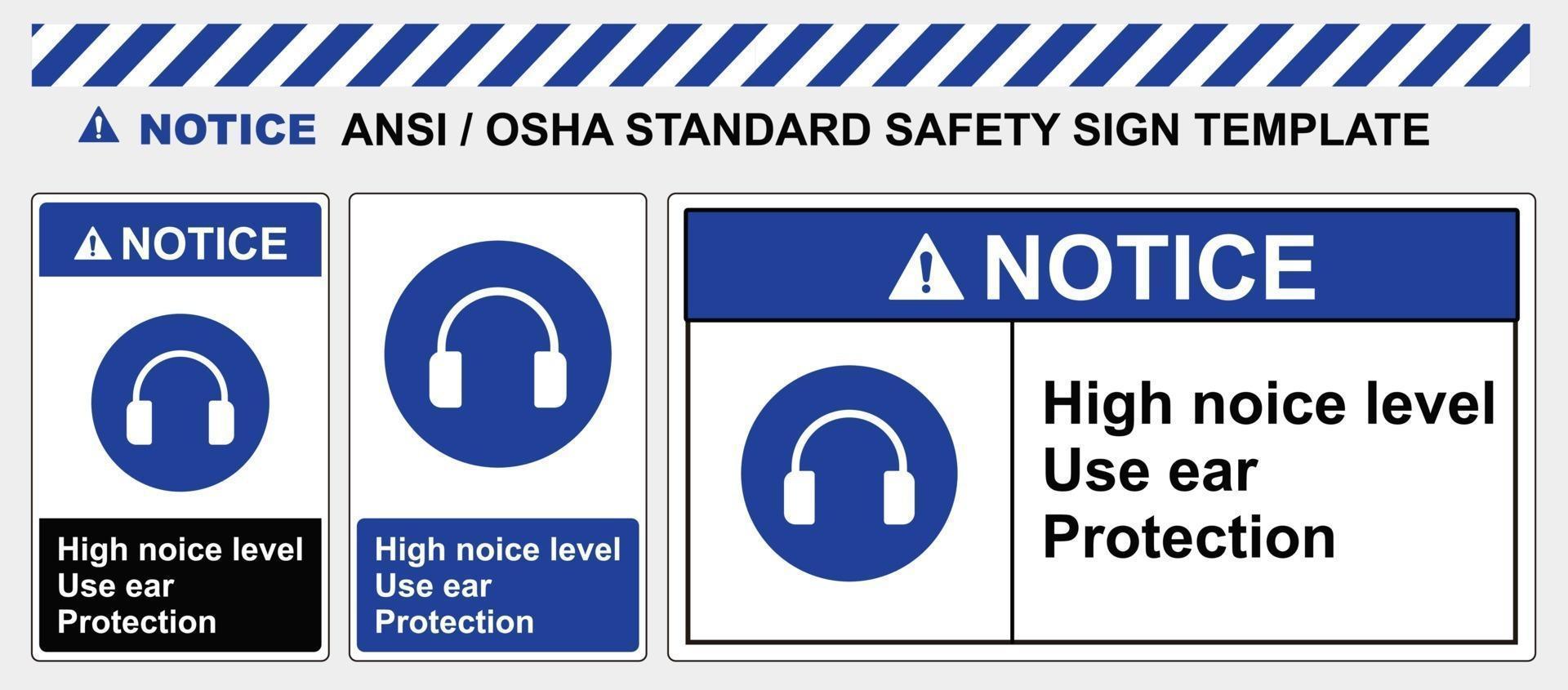 Safety sign wear safety hearing protection. Standard ansi and osha. vector