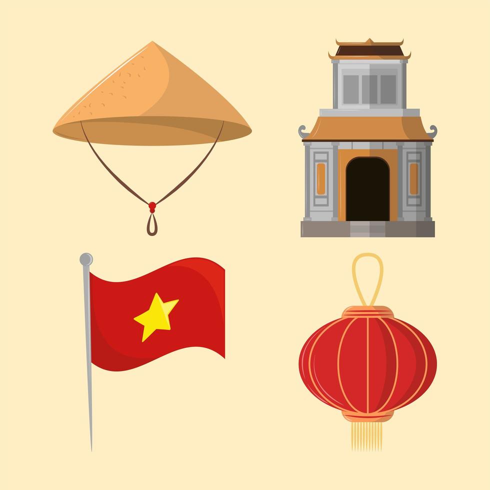 set of vietnam culture vector